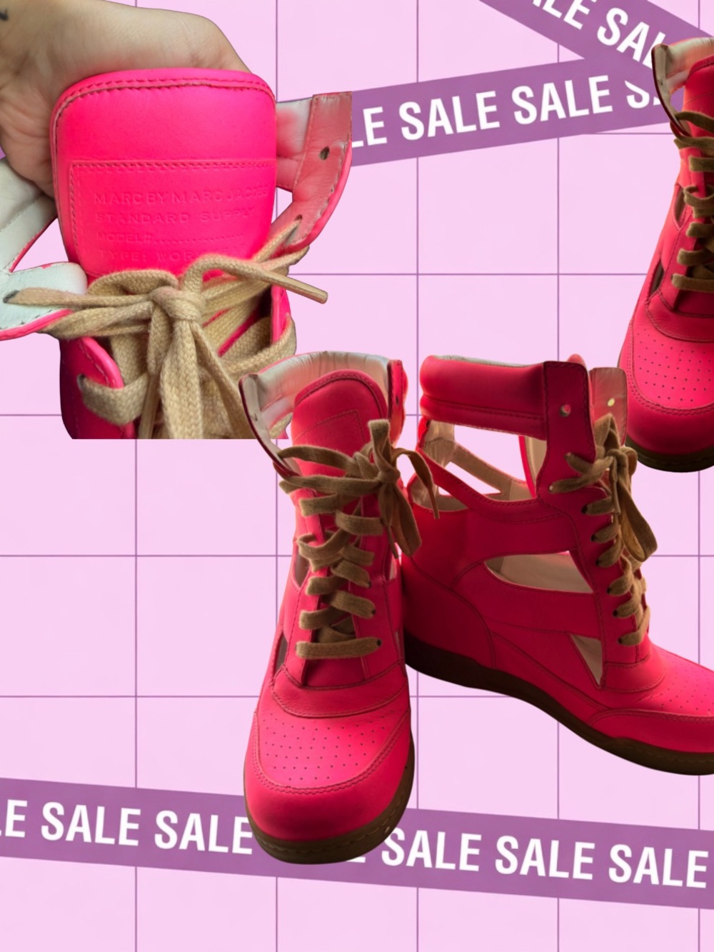Marc by Marc Jacobs Pink High-Top Wedge Sneakers